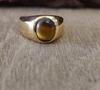 Tiger Eye Ring, Men Women Signet Ring, 7x8 Mm Gemstone, 925 Solid Sterling Silver, Handmade Jewelry, Gift for Partner