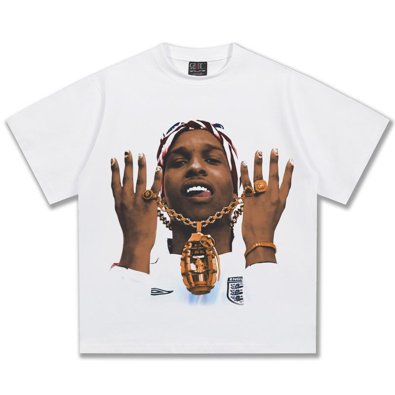 

ASAP Rocky Chain Graphic TShirt Unisex Oversized Hip Hop Rapper Casual Cotton Short Sleeve Urban Grunge Vintage For Party 4XL