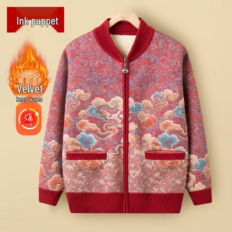 

Women s Thickened Plus Velvet Knitted Cardigan Sweater 2XL (100-115 lbs)