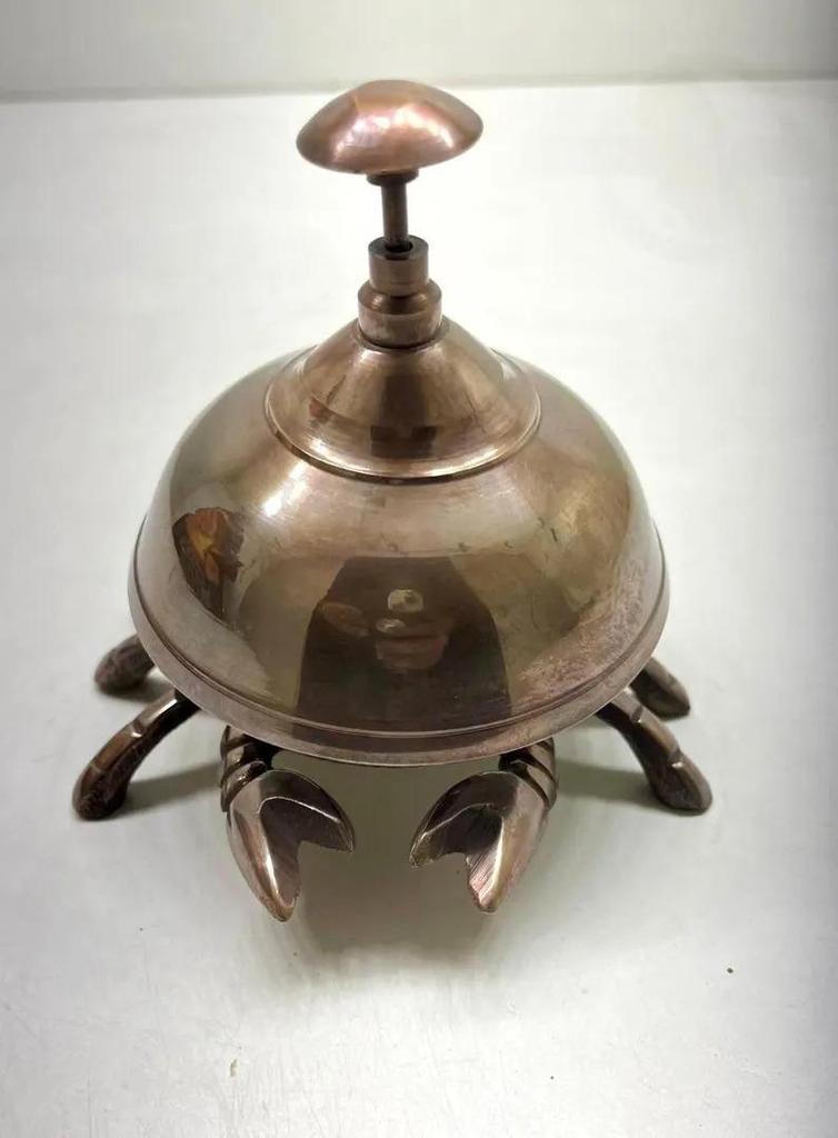 Victorian Brass Crab Bell: Ornate Hotel Desk Bell