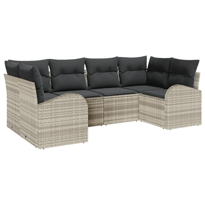 VidaXL Canapé de jardin 6 pièces avec coussins gris clair 3346182