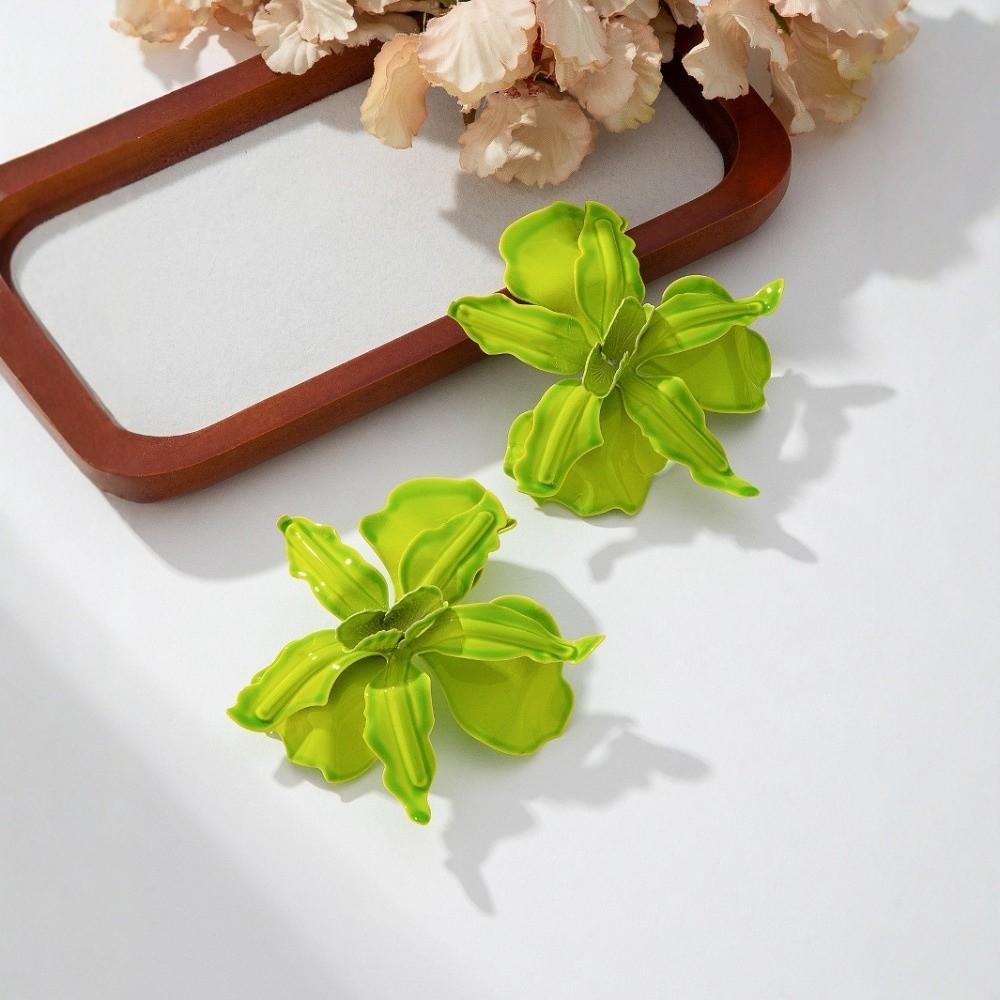 Pleated Large Flower Earrings Irregular Ear Accessories Exaggerated Flower Earrings Party