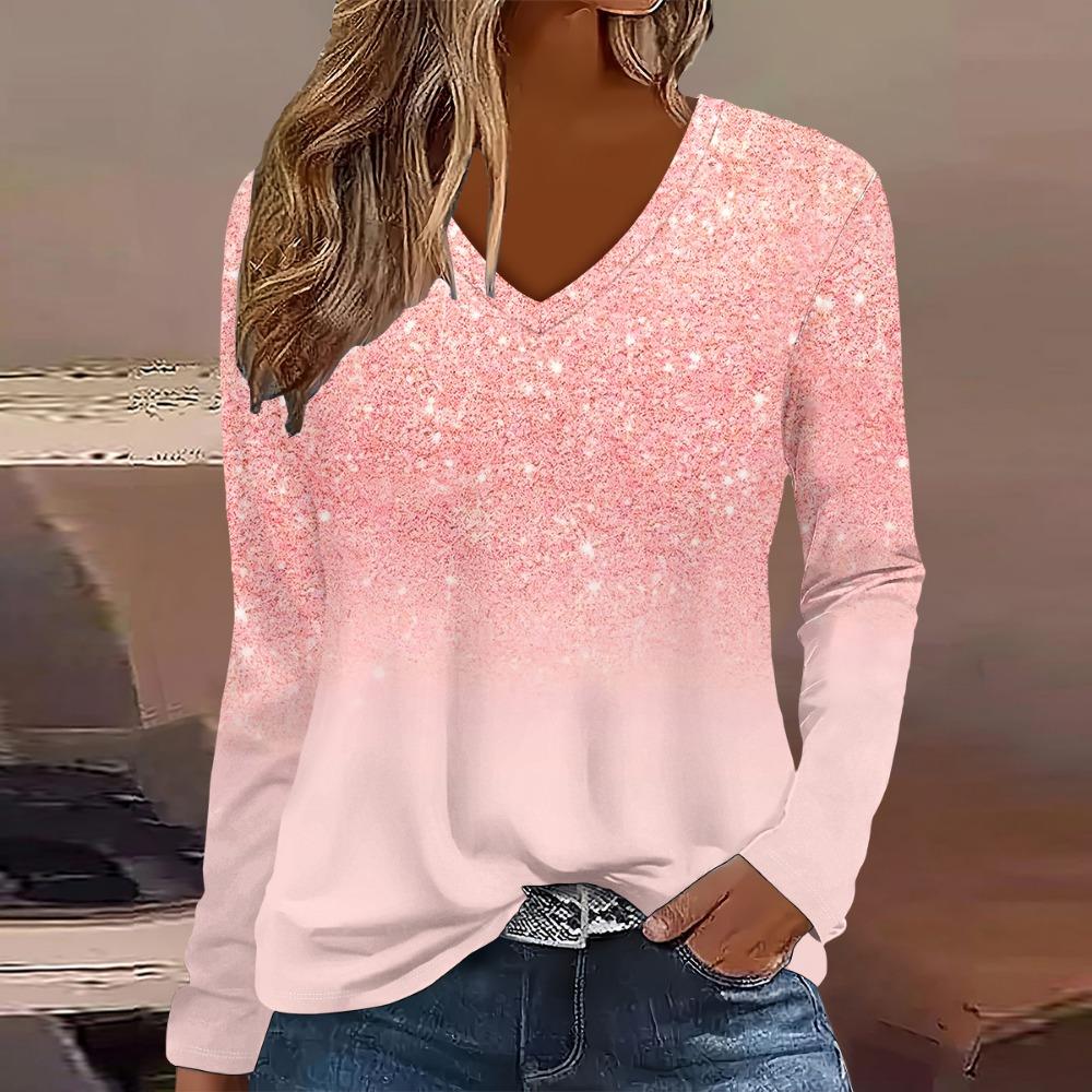 Summer New Fashion 2025 Women’s Casual  Long Sleeve Printed T-shirt