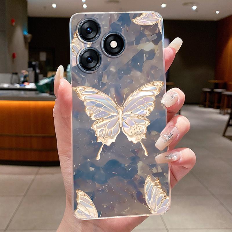 Für Tecno Spark 10 10C Hüllen Schöne Schmetterlingsblumen Klare Silikon-Rückseite Für Tecno Spark 10 C KI5k KI5m KI5q Handyhülle