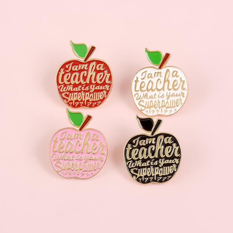 Alloy Customizable Apple Brooch Eyecatching Teacher Gift Enamel Pin Accessory Fashion