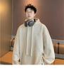 Men's American Retro Vintage Fleece-Lined Hooded Sweatshirt - Spring/Autumn Trendy Loose Fit Hoodie Jacket