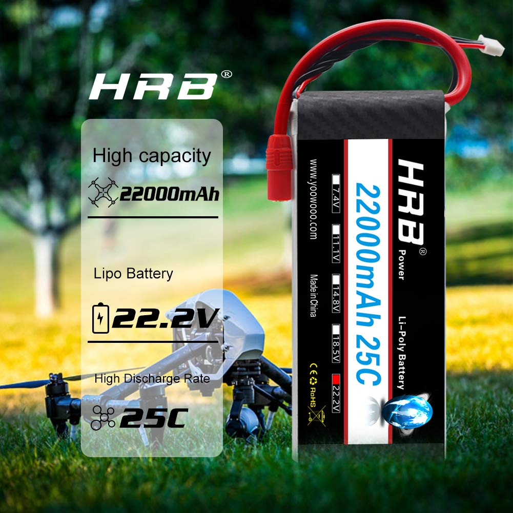 HRB Lipo Pack 22.2V 6S 22000mAh 25C AS150 XT150 Plug for DJI S800 S900 S1000 + UAV E1200 Plant Protector