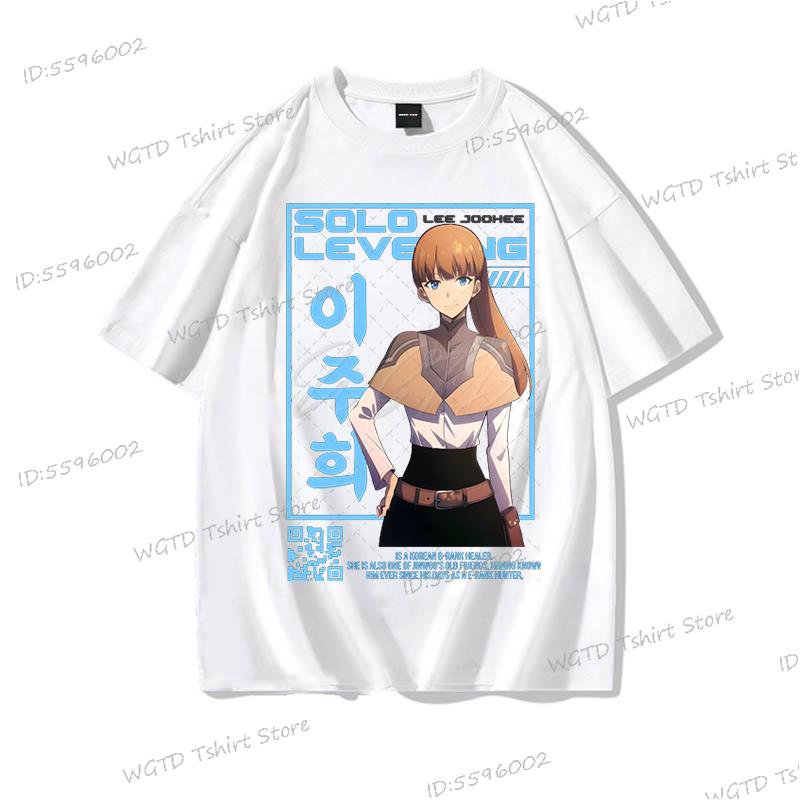 Anime Solo Leveling T Shirt Vintage Sung Jin Woo T-shirts Men Women Cotton Streetwear Short Sleeve Manga Solo Leveling Tops Tees