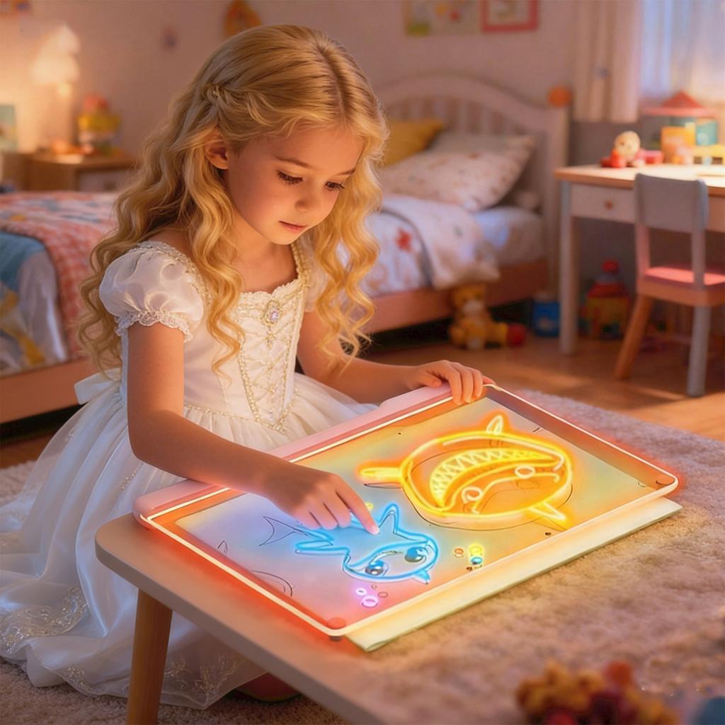 Rechargeable Children's Illuminated Drawing Board  Acrylic Light Board  Writing Board  Night Light With Colored Pens 20ml