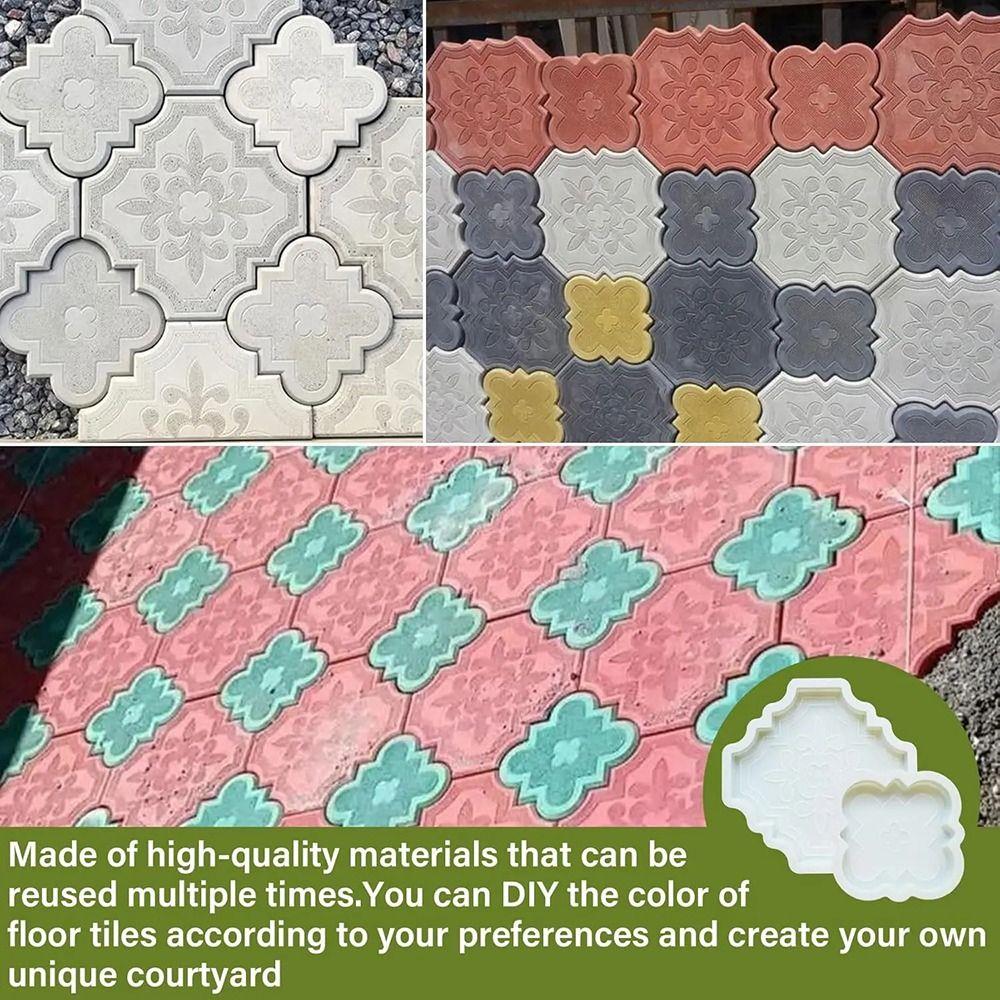 2Pcs/Set 30cm Paving Brick Mould Plastic Reusable Stepping Stone Paver DIY Big Small Flowers Concrete Path Maker Mold