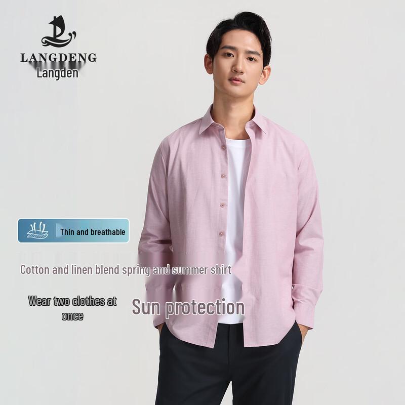 Men's Lightweight Italian Style Linen Blend Long Sleeve Shirt Jacket