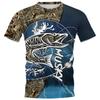 3D Printed T-Shirt Men's Women's Summer Bass Fishing Short Sleeves Casual Street Loose Comfort Plus Size Men's