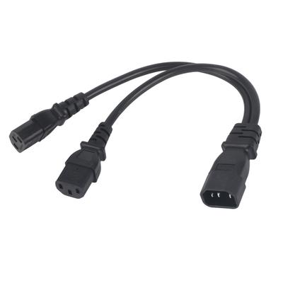 IEC320 C14 až 2 X C13 Rozbočovač Y samice napájecí kabely 1v2 výstup 2500W 10A 250V prodlužovací napájecí kabel
