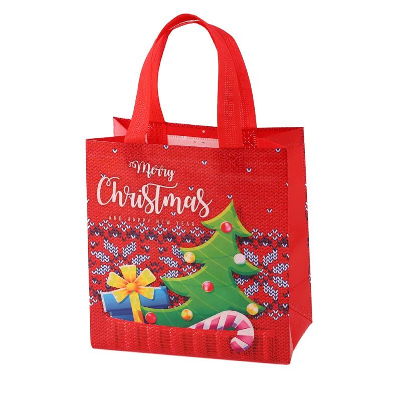 Christmas Nonwoven Gift Bag With Cartoon Design Candy Treats Holiday Party Favors Reusable Tote