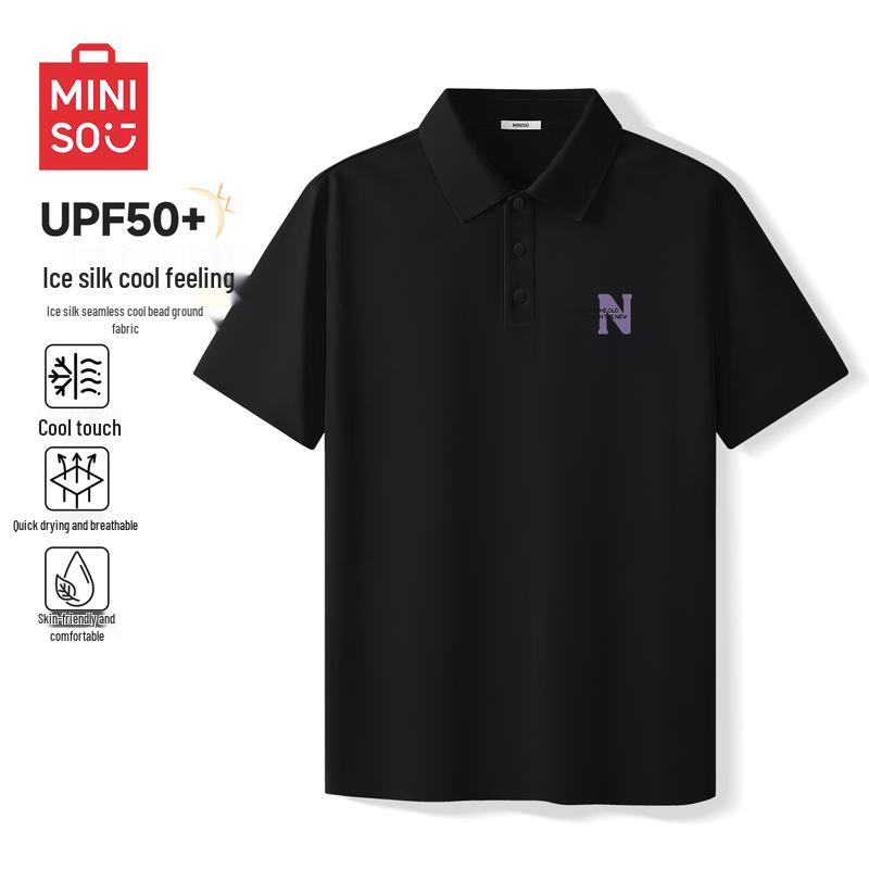 MINISO Men s Short Sleeve Ice Silk Polo Shirt L