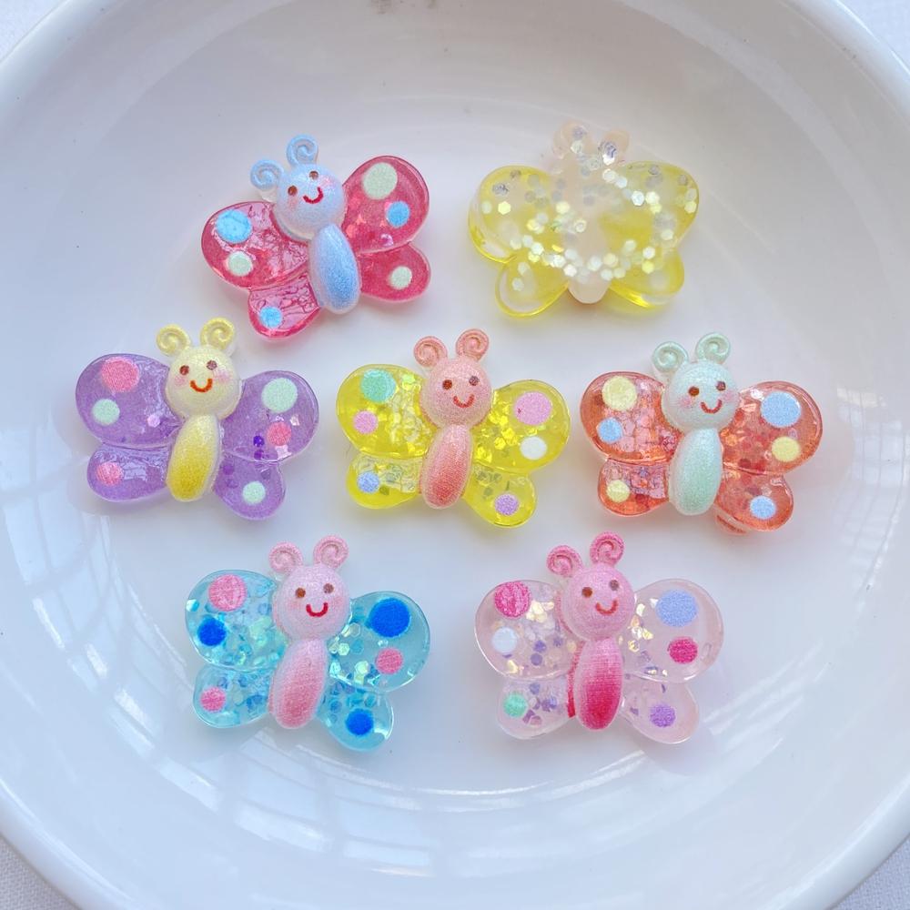 12Pcs New Cute Resin Cartoon Colored Butterflies Series Flat Back Scrapbooking DIY Jewelry Craft Decoration Accessories