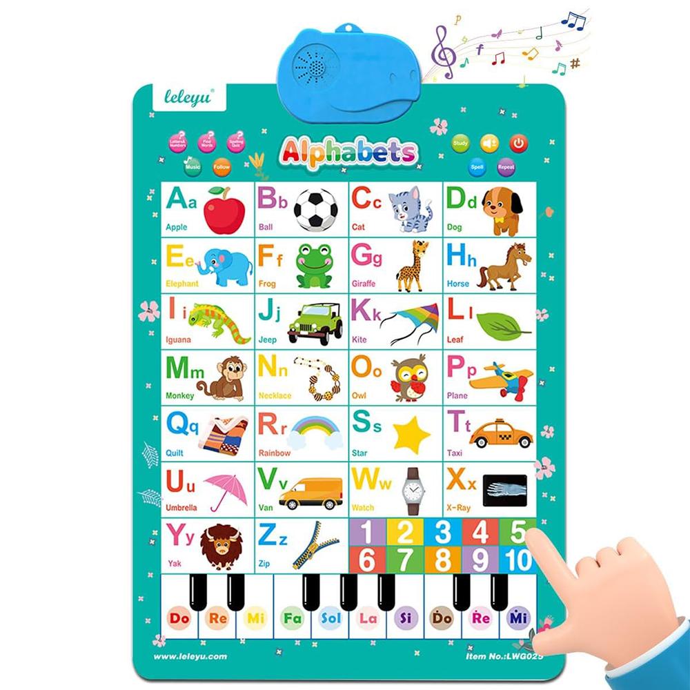 Electronic Alphabet Wall Chart Talking Number Piano Keyboard Learning Poster Interactive Toddler Toy Preschool Gifts for Kids
