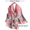 Faux Silk Scarf with Beading Embroidered Crabapple Flower Design Women Versatile Shawl Comfortable Imitation Silk Scarf