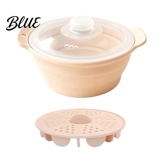 Reusable Air Fryer Steaming Accessory Foldable Silicone Microwave Steamer Collapsible Steamer Bowl Nonstick Easy Clean Steam Insert Heat-Resistant