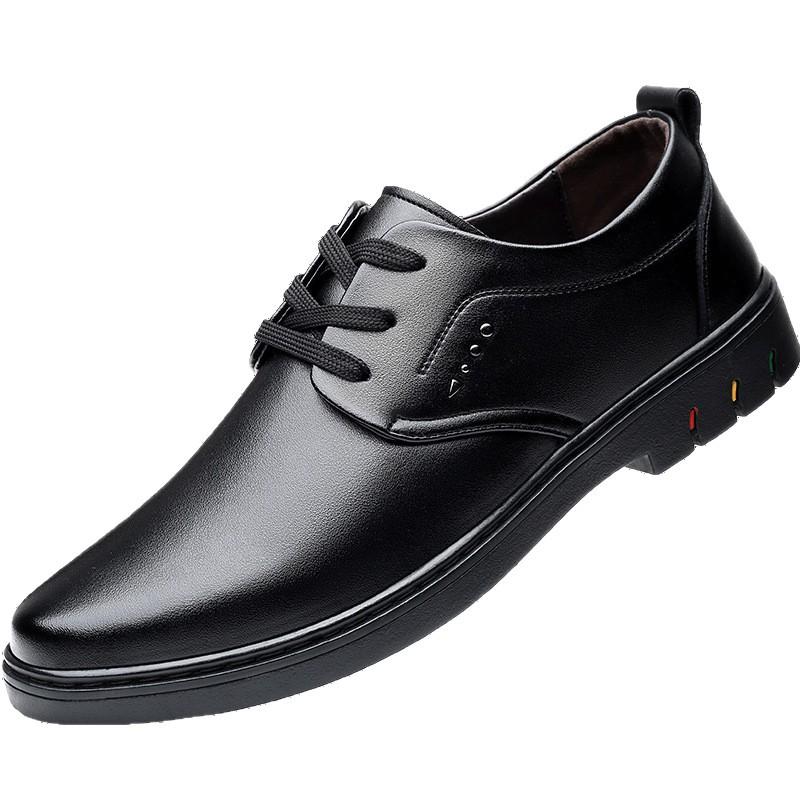 Leather shoes men's cowhide casual Doudou shoes flat bottom round head breathable middle-aged and elderly one pedal