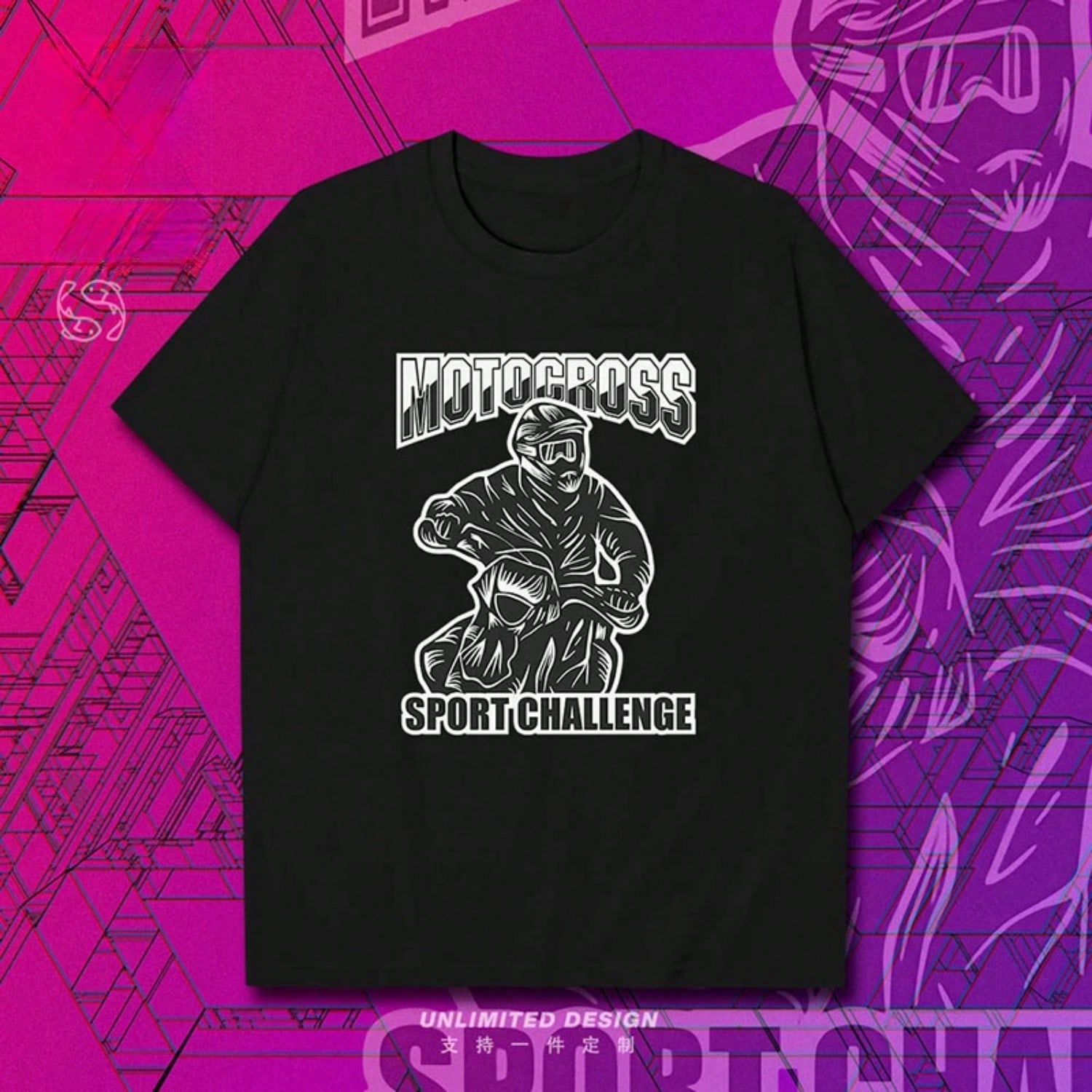Motocross Sport Challenge Poster Printed Graphic T-Shirt unisex s And Wounisex s Short Sleeve Breathable Motorcycle T-Shirt S разноцветный