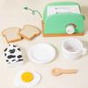 Wooden Kitchen Pretend Play Set Montessori Simulation Plates Dishes Accessories Playset Toy for Toddlers Gifts Ages 3+