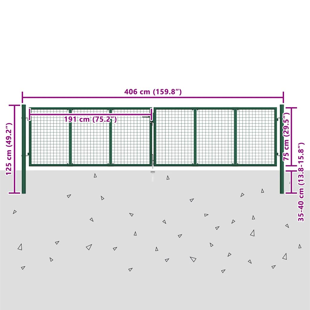 Steel Mesh Garden Gate 400 X 75 Cm Green