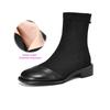 Krazing Pot Flock Autumn Winter Shoes Low Heels Size 43 Stretch Boots Back Patch Work Street Wear Elastic Ankle Boots