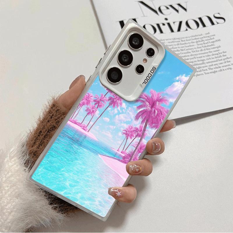

Pink Sunset Beach Dreamy Scenery Soft Phone Case for Samsung Galaxy S24 S25 FE S26 Edge S23 Ultra S22 Plus S21 + Shockproof Cove Samsung S26 Ultra
