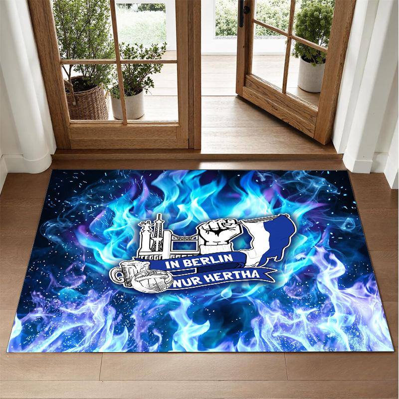 hertha bsc FC Design Crystal Velvet Rug Soft Decorative Mat for Bedroom Entrance