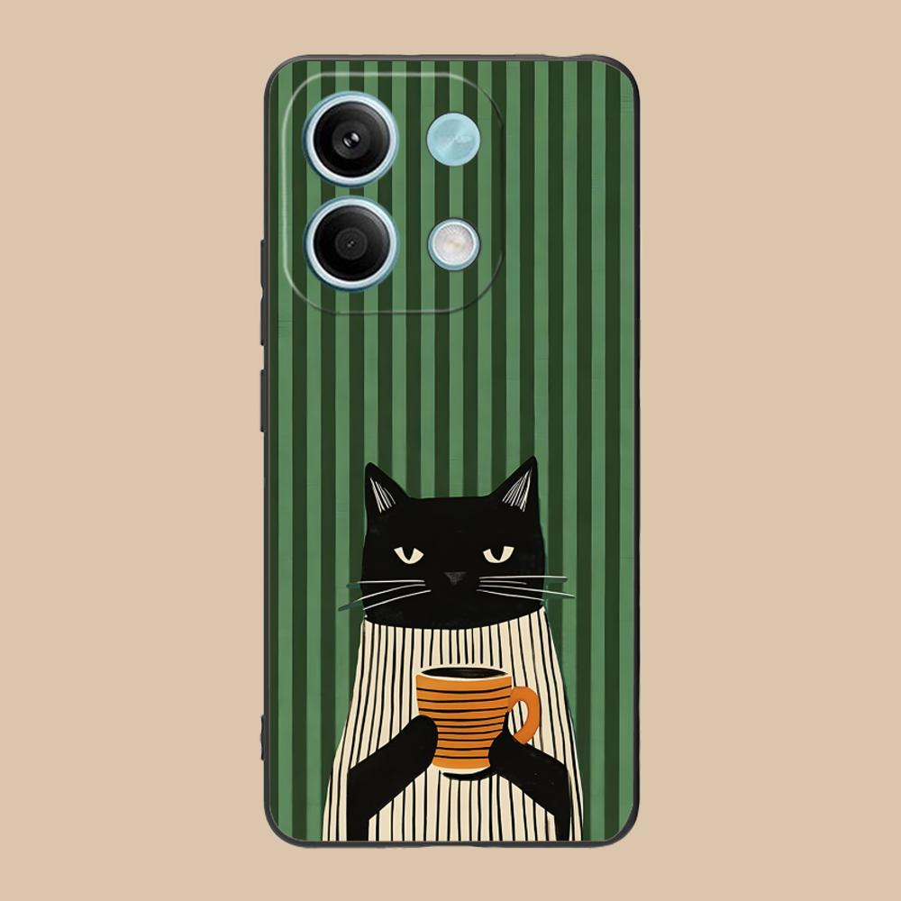 

Cute Coffee Cat Matte TPU Mobile Phone Case for POCO F8 F7 F6 F5 F4 F3 F2 Pro GT C75 C71 C65 C61 C40 Pro Ultra Colorful Cover Poco C40