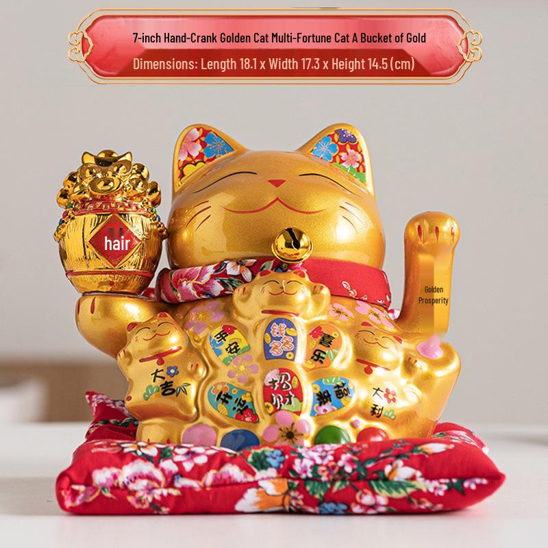 Electric Waving Lucky Cat Ornament for Home or Store - Small & Large Sizes
