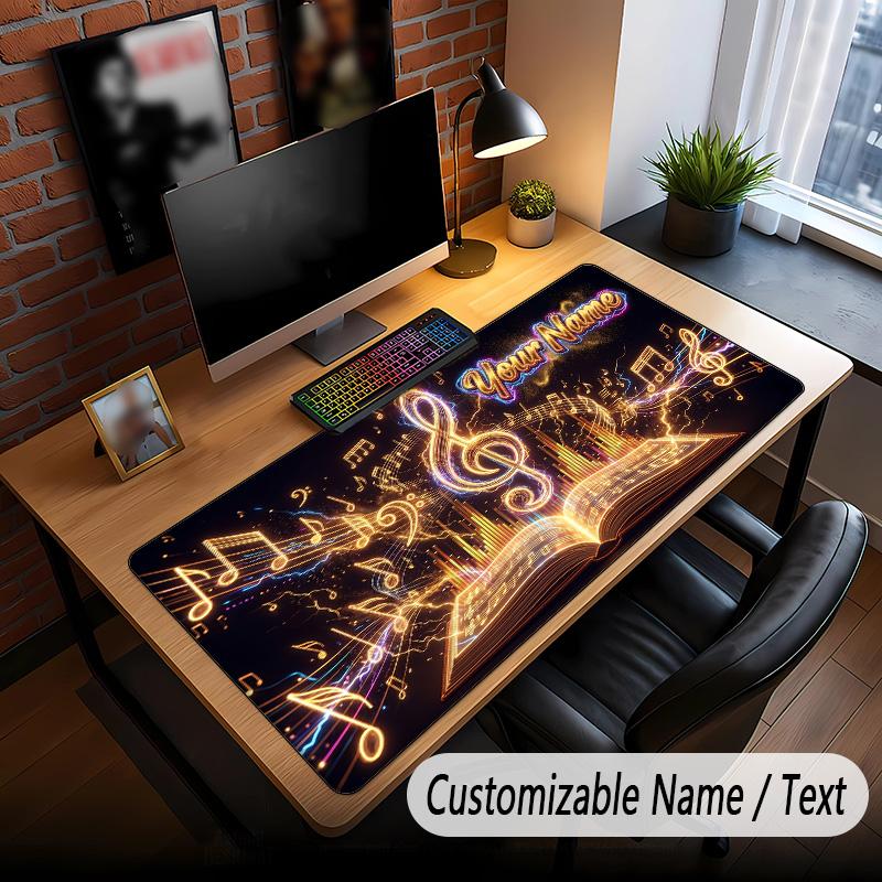 Music General Theme Custom Mouse Pad Personalized With Name Text Customized Desk Mat For Office Home Decor