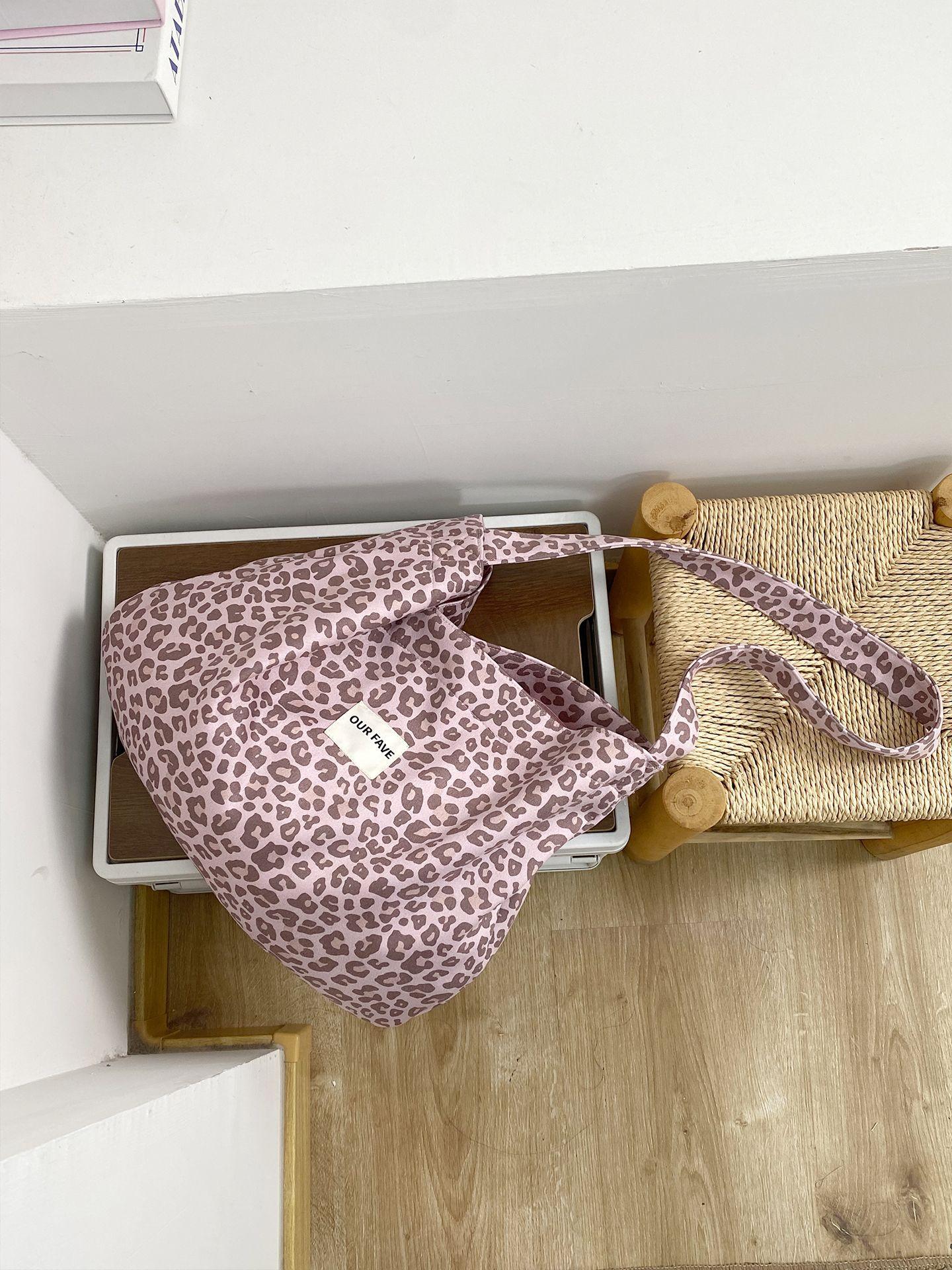 Vintage Leopard Print Faux Suede Shoulder Bags for Women Large Capacity Velvet Handbags Autumn Versatile Female Casual Tote розовый