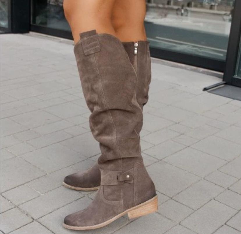 

Модные Новые Женские Новые Ботинки на Низком Каблуке с Боковой Молнией Модная Замшевая Удобная Обувь Повседневные Высокие Модные Ботинки Легкая Универсальная Женская Обувь 41 серый