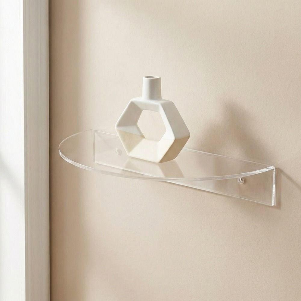 Wall Mounted Acrylic Floating Shelf Modern Invisible Shelf Semi-circular Display Rack  Living Room