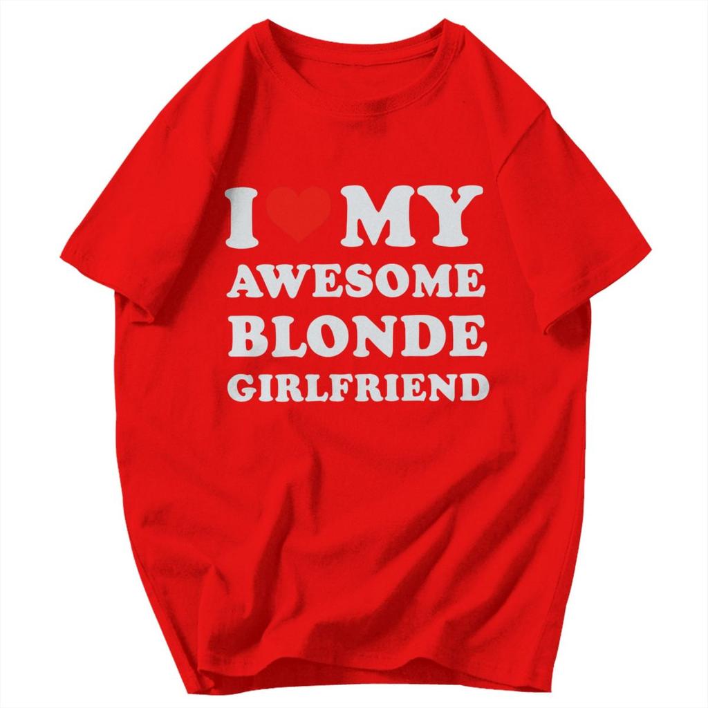 Herren T-Shirt Lustig Ich Liebe Meine Heiße Blonde Freundin Tolle Pops Y2K Grafik-T-Shirts Unisex Kleidung T-Shirts