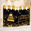 Großes Geburtstagsgästebuch Grußkarte für Männer Frauen, Schwarz Gold Alles Gute zum Geburtstag Gästeschildbuch für Geburtstagsfeier Zubehör