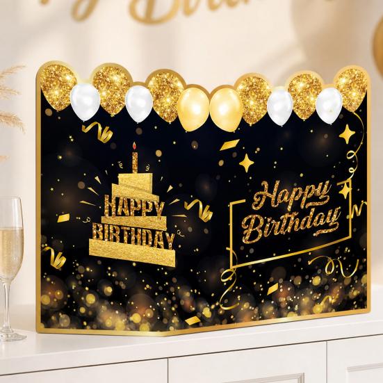 Großes Geburtstagsgästebuch Grußkarte für Männer Frauen, Schwarz Gold Alles Gute zum Geburtstag Gästeschildbuch für Geburtstagsfeier Zubehör
