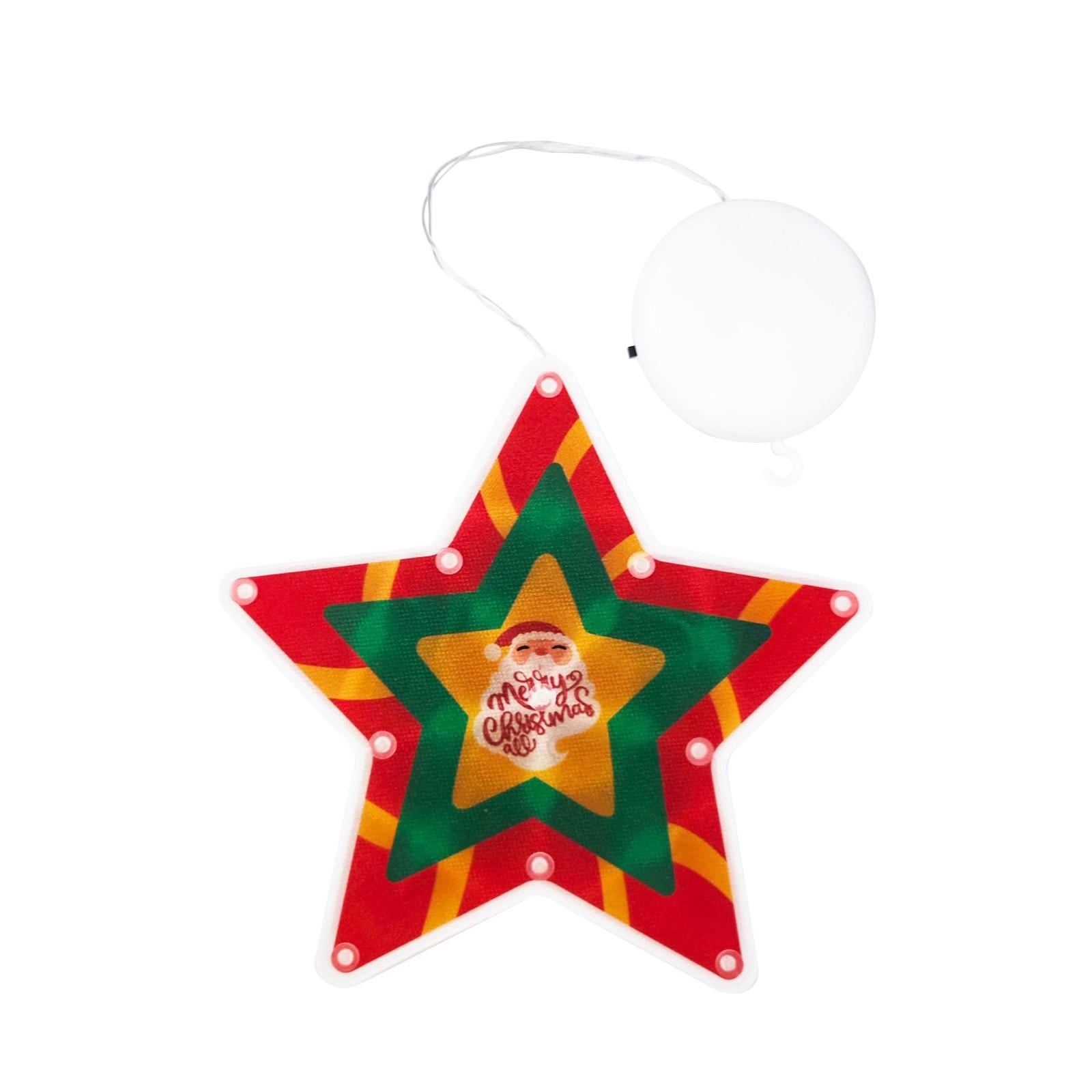 

Рождественское украшение на присоске Светильник Рождественская елка Звезда Наклейка на окно Световая гирлянда One Size