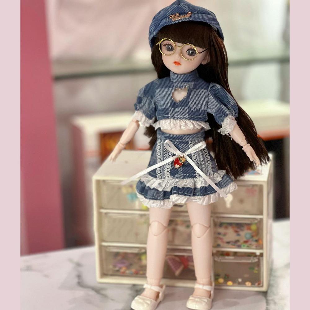 Thick Hair 30cm Bjd Doll Korean Makeup Look 1/6 BJD Doll Mini Girl Toy  Girls Gifts