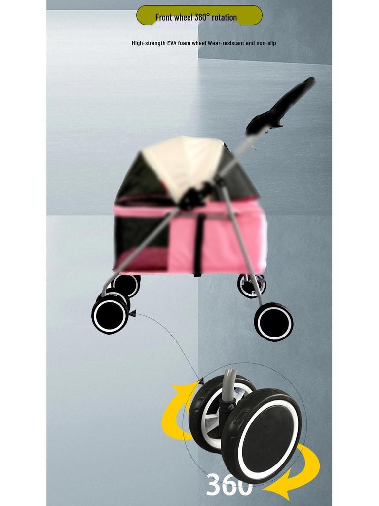 Leichter Faltbarer Haustierwagen, Vollständig Geschlossen für Hunde & Katzen, Abnehmbares Design für den Außenbereich