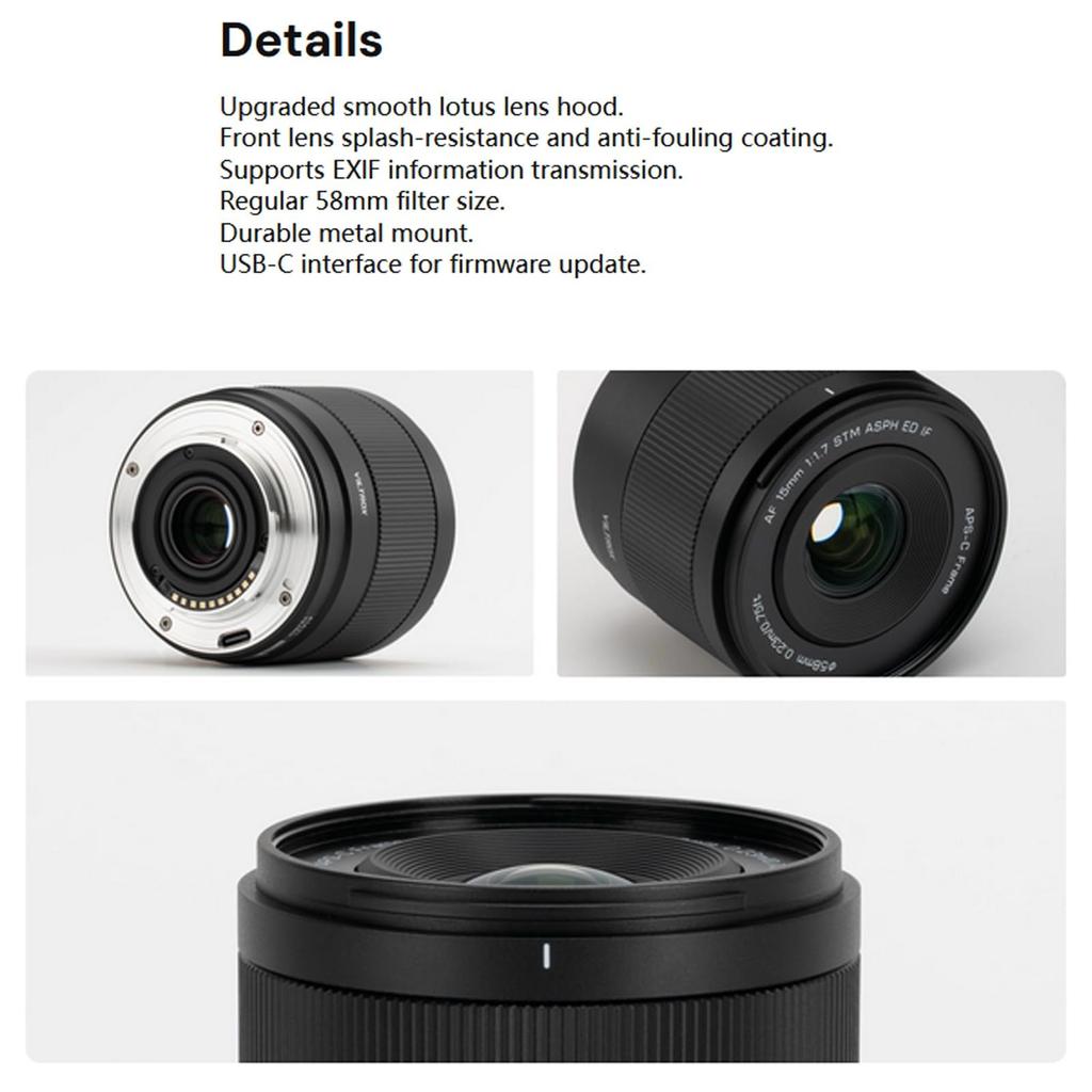 Viltrox 15mm Ultra Autofocus XF Lens for Fujifilm and F1.7 APS-C Wide-Angle X-Mount Cameras X-A7, X-E4, X-H1, X-Pro3, X-S10, X-T2, X-T3, X-T4, X-T30,