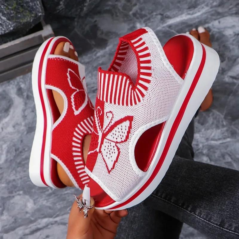Fashion 2025 Summer New Fashion Women Roman Sandals Breathable Open Toe Beach Shoes for Women Causal Slip On Knitted Sandals Zapatos