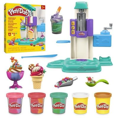 Play-Doh Meine Regenbogen-Eiscreme, Knete, Spielzeug-Eismaschine, 5 x 56 g Dosen und Zubehör, ab 3 Jahren