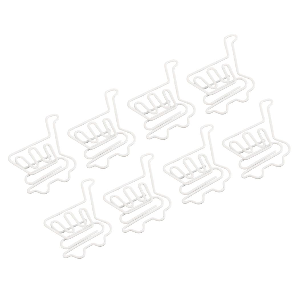 50 Stück Büroklammern, weiß, Einkaufswagen-Form, klein, stabil, Metall, Büroklammern für Büro und Zuhause, D
