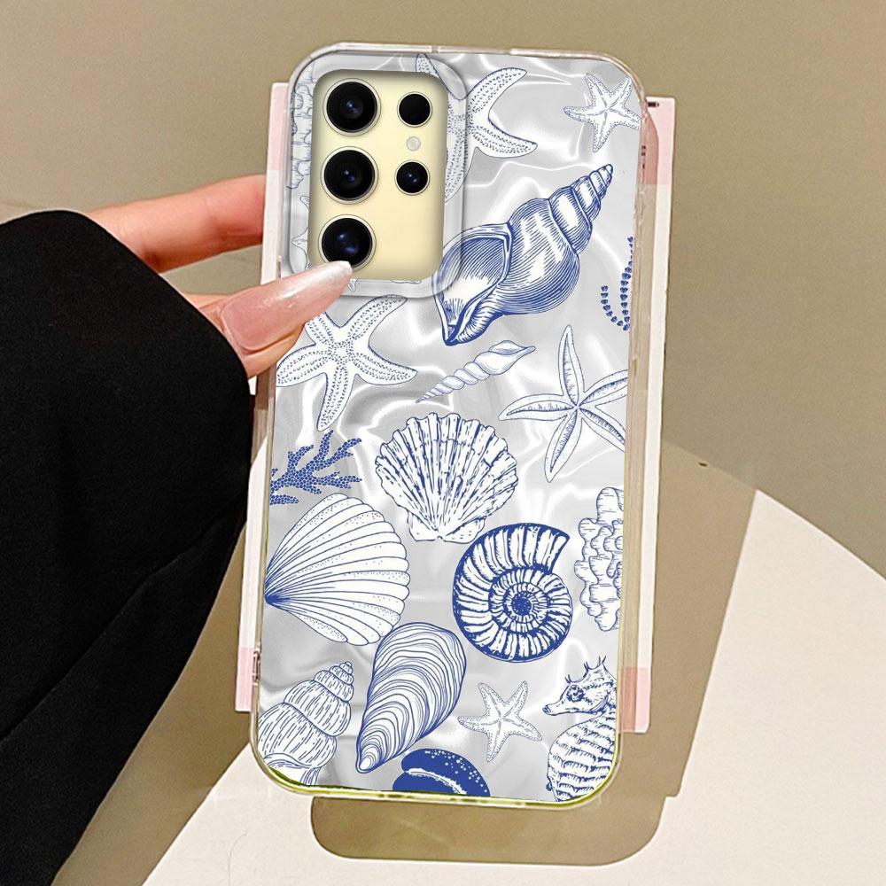 Sommer Ozean Perle Muschel Wasser Textur Mädchen Handyhülle für Samsung Galaxy S25 Edge S24 S23 S22 S21 FE Plus Ultra Schale Hülle