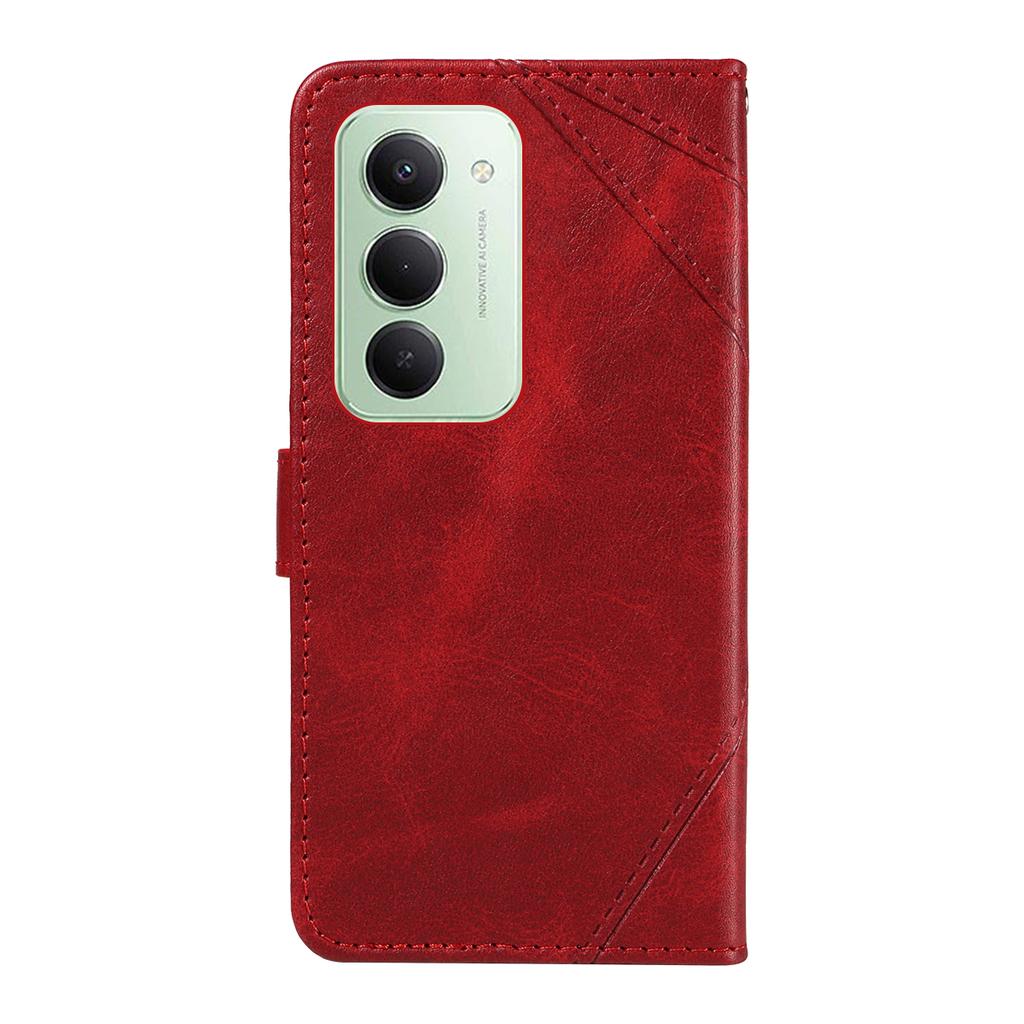 For Xiaomi Redmi 15 4G (EU) (171mm) Leather Case Geometric Line Design Wallet Phone Cover with Wrist Strap
