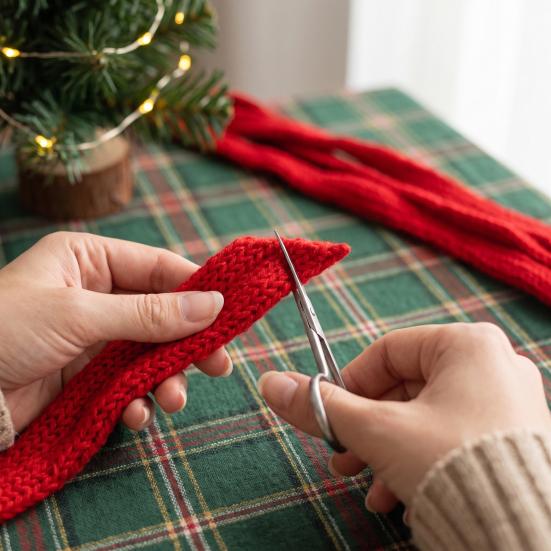 Christmas Theme Ribbon for Gift Boxes 5m Woven Wrapping And Bouquet Packaging, Decorative Plump Bow Making Crafts Knit Holiday DIY Making,