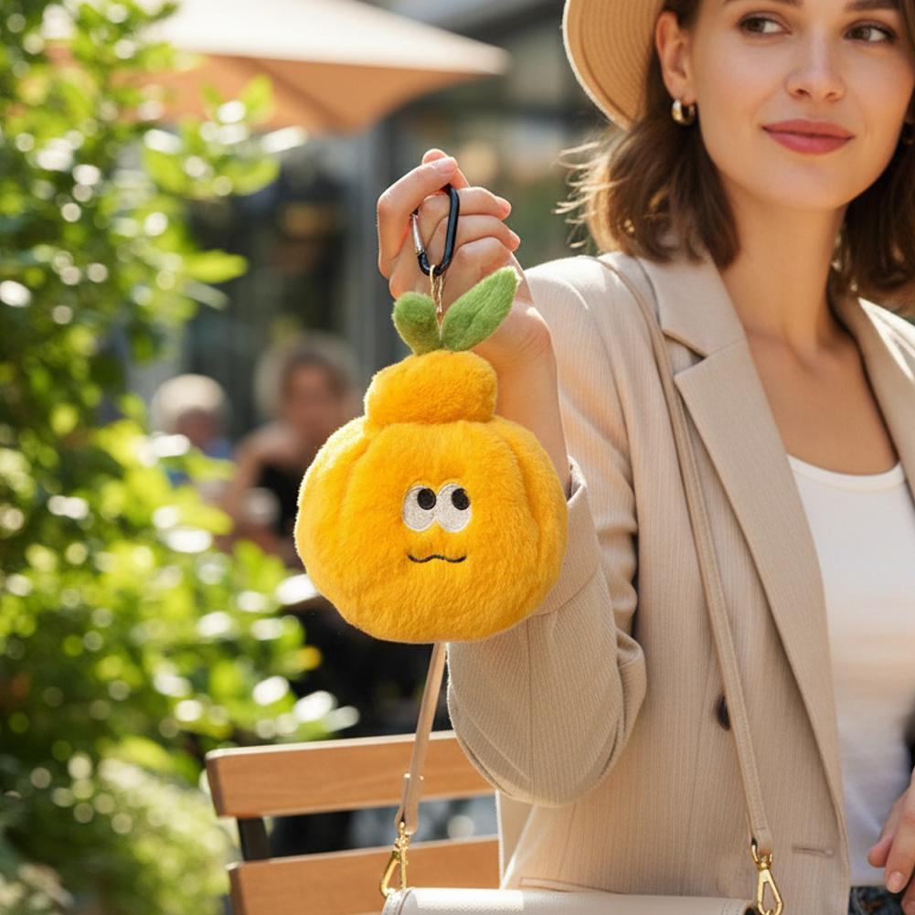 Orange Creative Simulation Fruit Series Plush Toy Keychain Pendant Funny Expressions Adorable Stuffed Doll